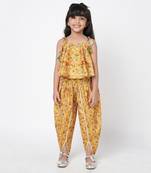 Golden weaves girls yellow co-ord set