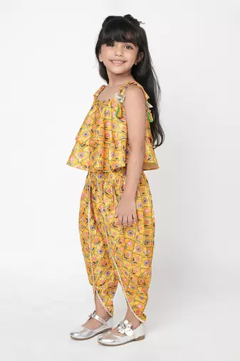 Golden weaves girls yellow co-ord set