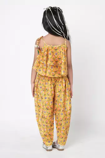 Golden weaves girls yellow co-ord set