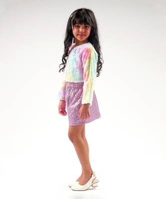 Lil drama's barbie multi color fur ballerina jacket for girls 2