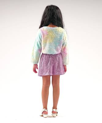 Lil drama's barbie multi color fur ballerina jacket for girls 3