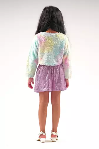 Lil drama's barbie multi color fur ballerina jacket for girls