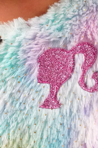 Lil drama's barbie multi color fur ballerina jacket for girls