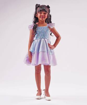 Lil drama's barbie blue sequins shimmer ballerina dress for girls 1