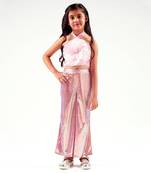 Lil drama's barbie pink shimmer pant ballerina co-ord set for girls
