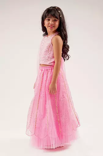 Bollywood tadka girls pink lehenga set