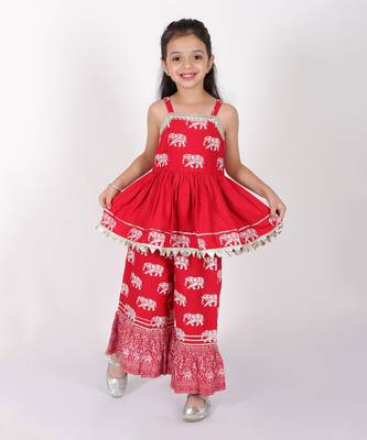 Trunk tales girls red kurta with pant 2
