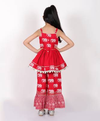 Trunk tales girls red kurta with pant 3