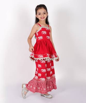Trunk tales girls red kurta with pant 4
