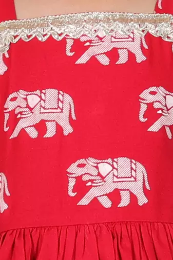 Trunk tales girls red kurta with pant