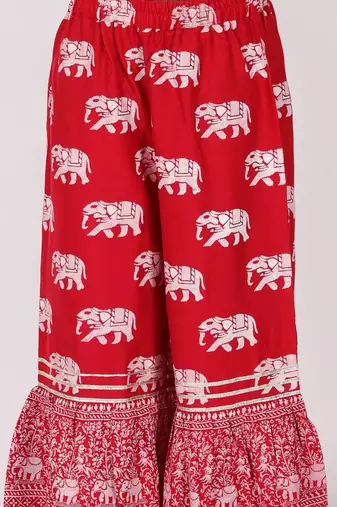 Trunk tales girls red kurta with pant