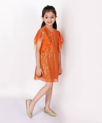 Razzle dazzle girls orange sequins party dress 2