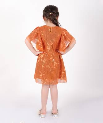Razzle dazzle girls orange sequins party dress 3