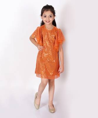 Razzle dazzle girls orange sequins party dress 4