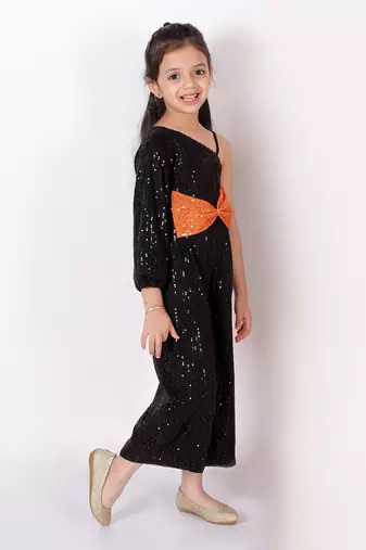 Lil drama girls black party jumpsuit