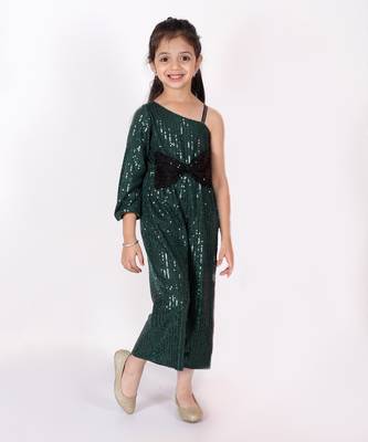 Lil drama girls green party jumpsuit 1