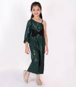 Lil drama girls green party jumpsuit