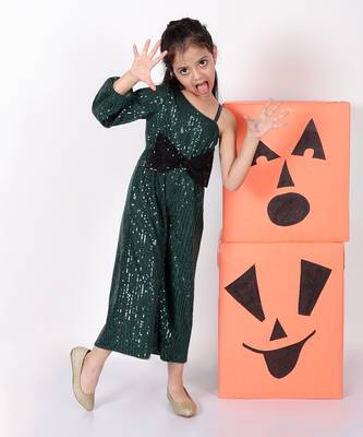 Lil drama girls green party jumpsuit 2