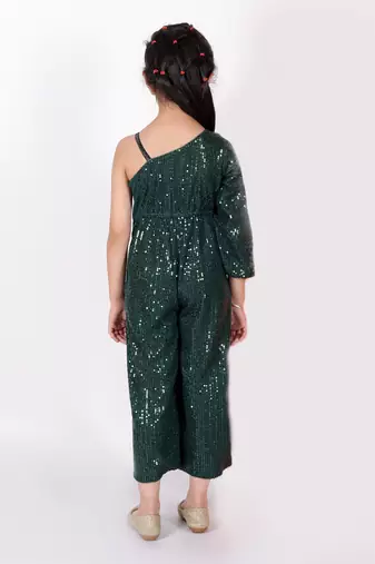 Lil drama girls green party jumpsuit