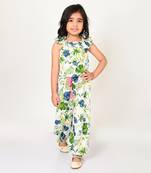 Sassy boho girls green crop top with joggers