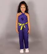 Girls purple 3d rose on top co-ord set