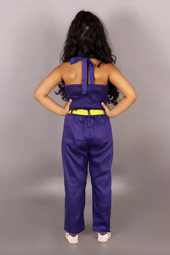 Girls purple 3d rose on top co-ord set