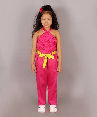 Girls pink 3d rose on top co-ord set 1