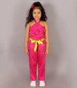 Girls pink 3d rose on top co-ord set
