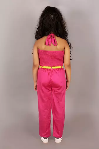Girls pink 3d rose on top co-ord set