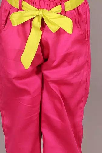 Girls pink 3d rose on top co-ord set