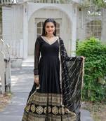 Beautiful Black Multi Sequins Embroidered Work Women Gown