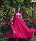 Elegant Pink Anarkali Gown And Dupatta Set
