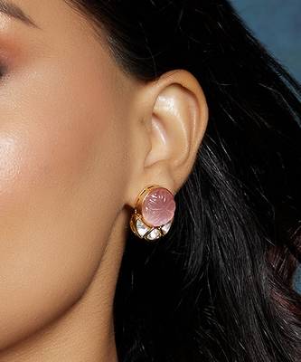 Peach polki studs 1