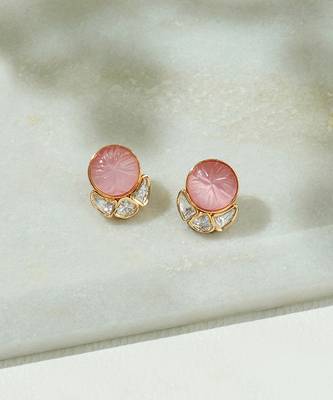 Peach polki studs 3