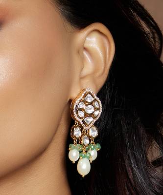 Gold kundan polki danglers 1