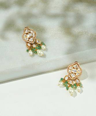 Gold kundan polki danglers 3