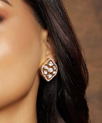 Classic gold kundan polki studs 1