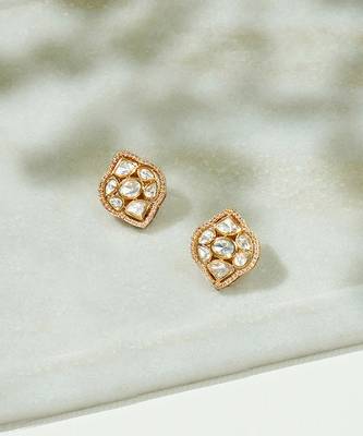 Classic gold kundan polki studs 3