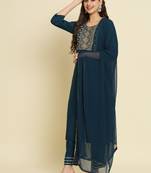   women kurta and trousers pant set silk blend