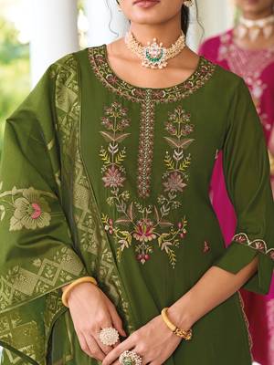  women kurta and trouser duppata set pure viscose silk 2