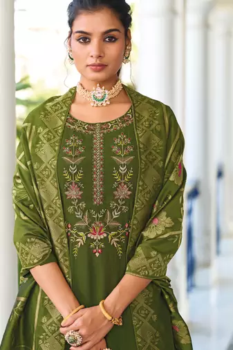  women kurta and trouser duppata set pure viscose silk