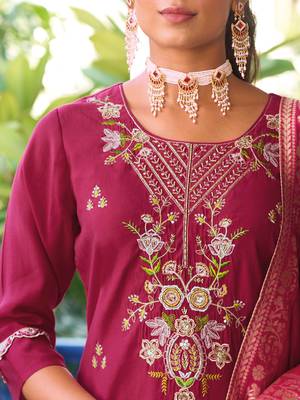  women kurta and trouser duppata set pure viscose silk 2