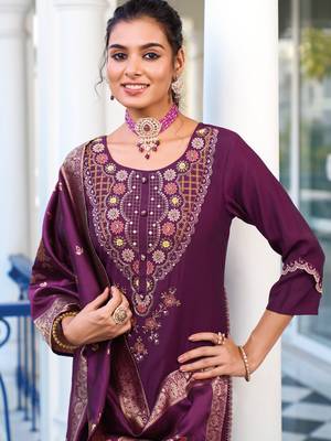  women kurta and trouser duppata set pure viscose silk 2