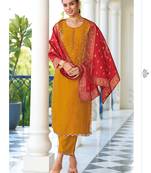 women kurta and trouser duppata set pure viscose silk