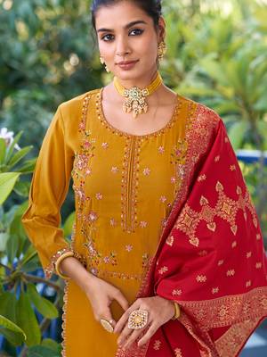  women kurta and trouser duppata set pure viscose silk 2