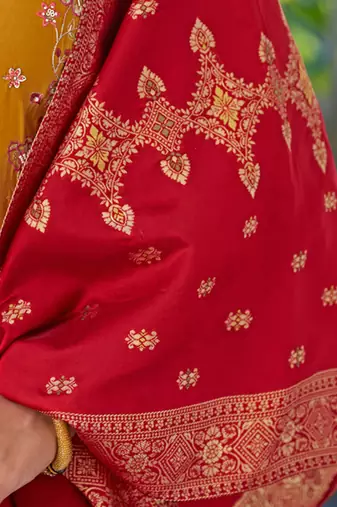  women kurta and trouser duppata set pure viscose silk