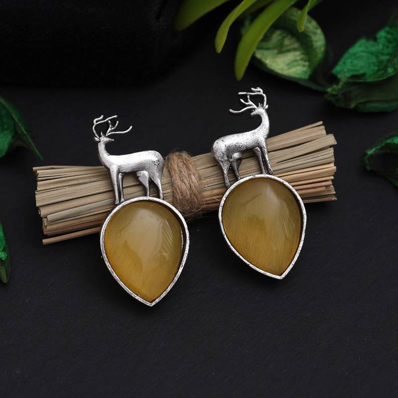 Yellow color oxidised earrings