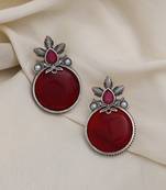 Maroon color oxidised earrings