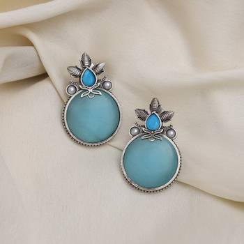 Sky blue color oxidised earrings 1