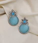 Sky blue color oxidised earrings